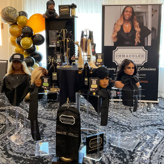 Annette Hair Co pop up shop display of wigs, hair accessories and hair extensions.