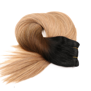 Single Bundle of machine weft ombre hair extensions.  Ombre colors 1b, 4, 27