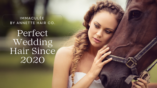 Bride wearing a braid in a front crown-like display that blend into a side braid that gently hangs over her shoulder. Ombre Hair goes from a dark brown root to honey blonde ends.