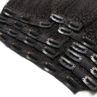 Virgin Kinky Straight Clip-In Hair Extensions - Natural Color